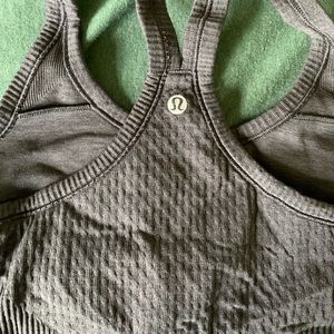 Black Lululemon tank with built-in bra